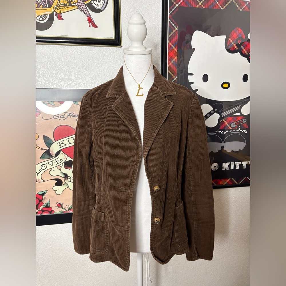New York & Company Dark Brown Corduroy Blazer Y2K Dark Academia Preppy Fall
